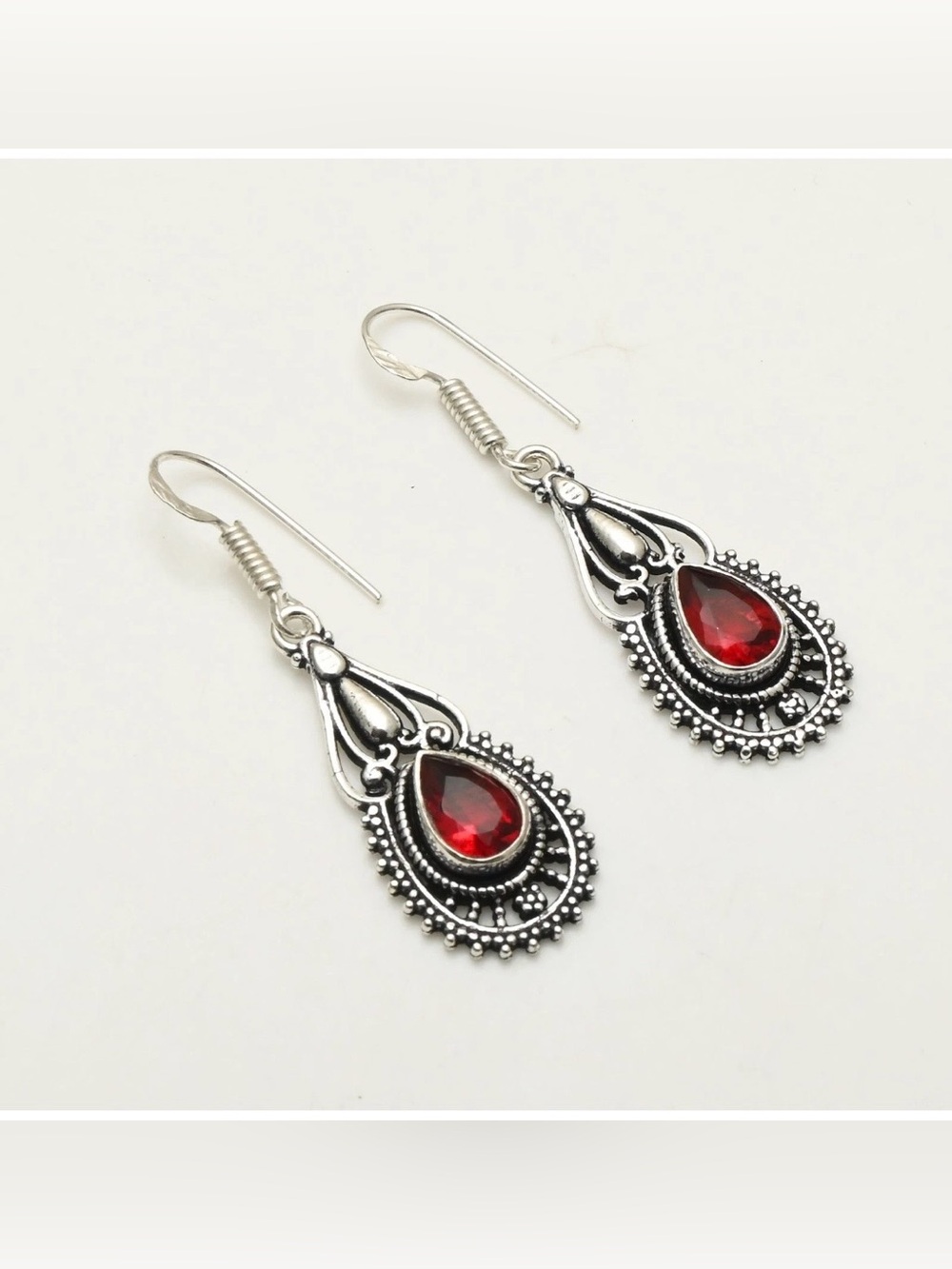 Garnet Artisan Handcrafted Gemstone Drop Dangle Earrings
